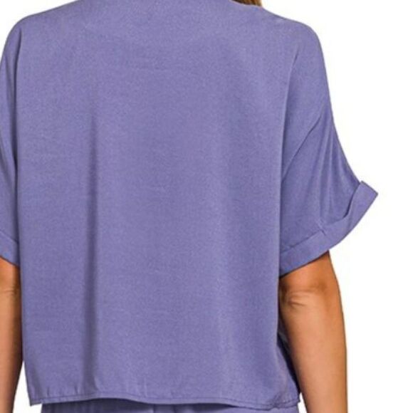 Zenana  T-Shirt and Wide Leg Pants Set Women's Pink Wide-Leg Pants - Picture 5 of 7